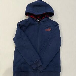 Puma- Boys fur lined zipper hoodie. 
Large 14/16. Navy Blue